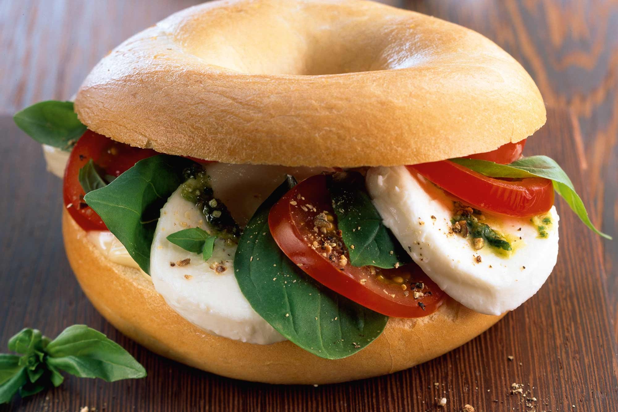 Tomato and mozzarella bagel at Café Student Affairs