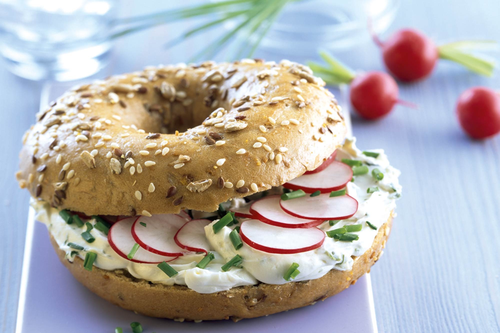 Colourful bagel at Café Blattwerk