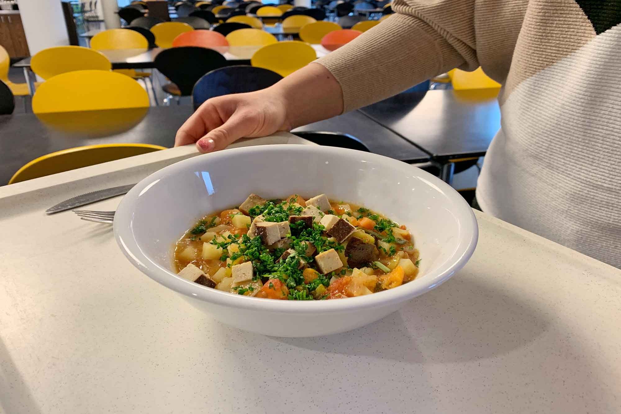 Tray with a meal in the Cafeteria Bucerius Law School