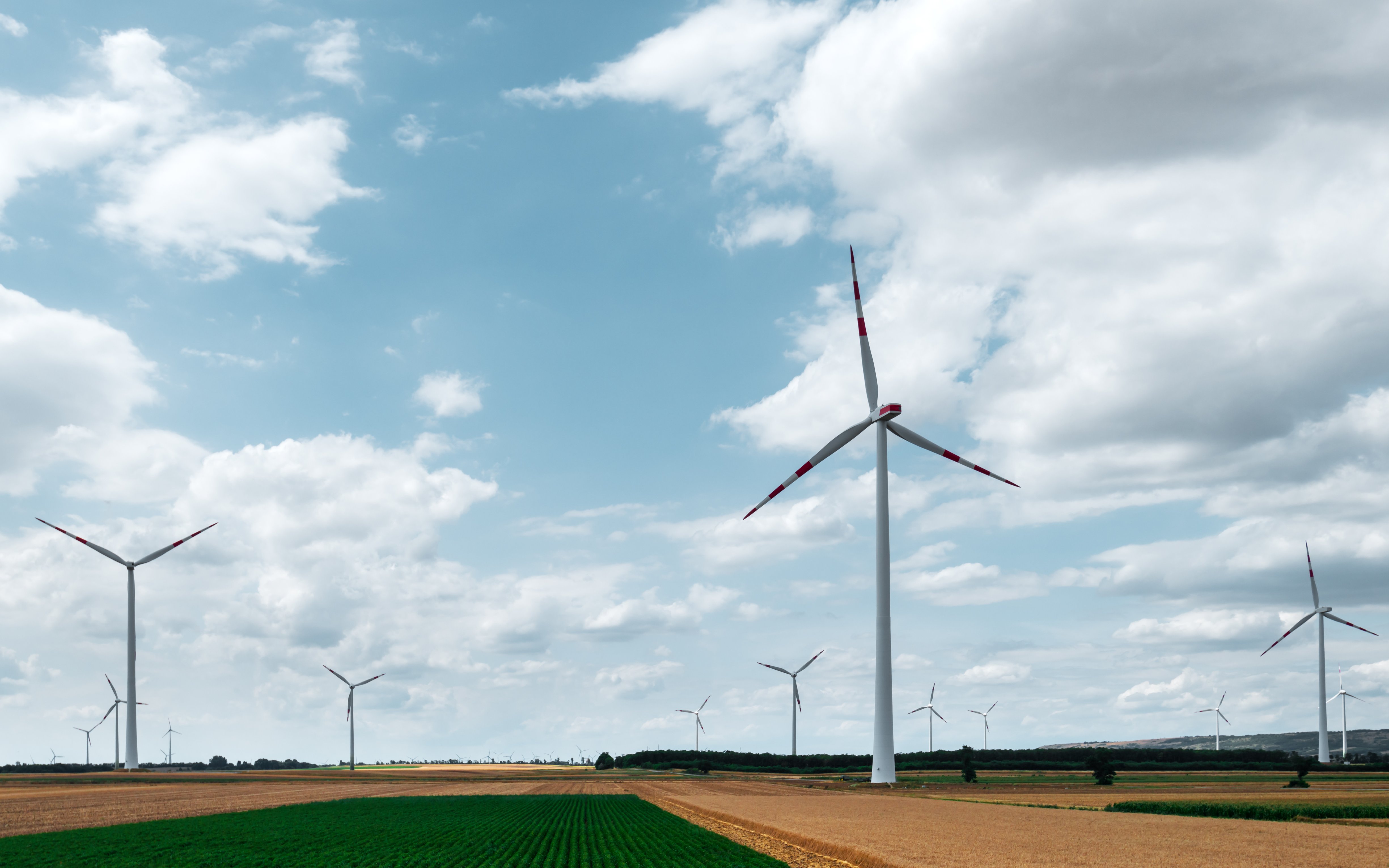 Windräder auf einem Feld Windräder auf einem Feld