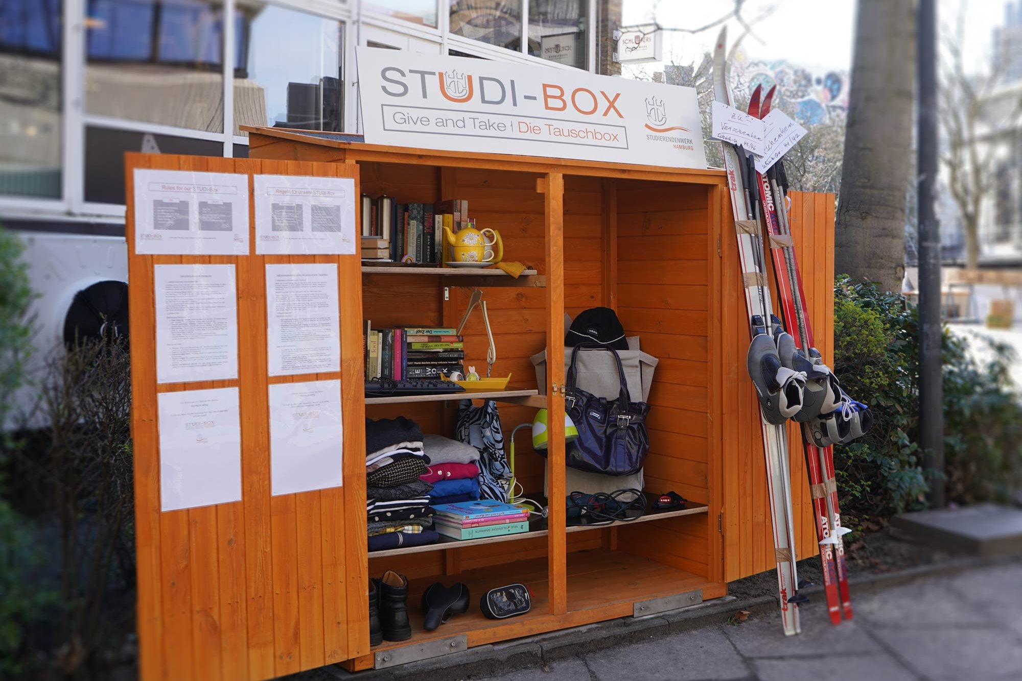 Student exchange box on the campus of the University of Hamburg