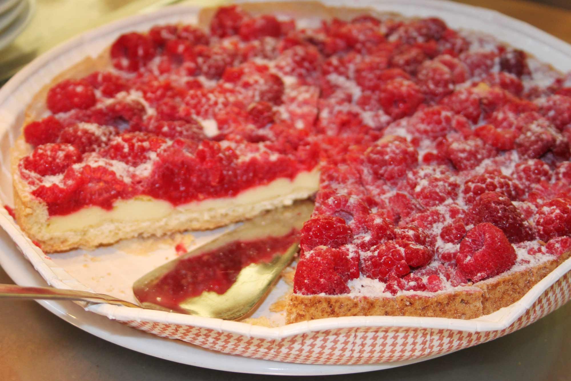 Raspberry cake on a plate