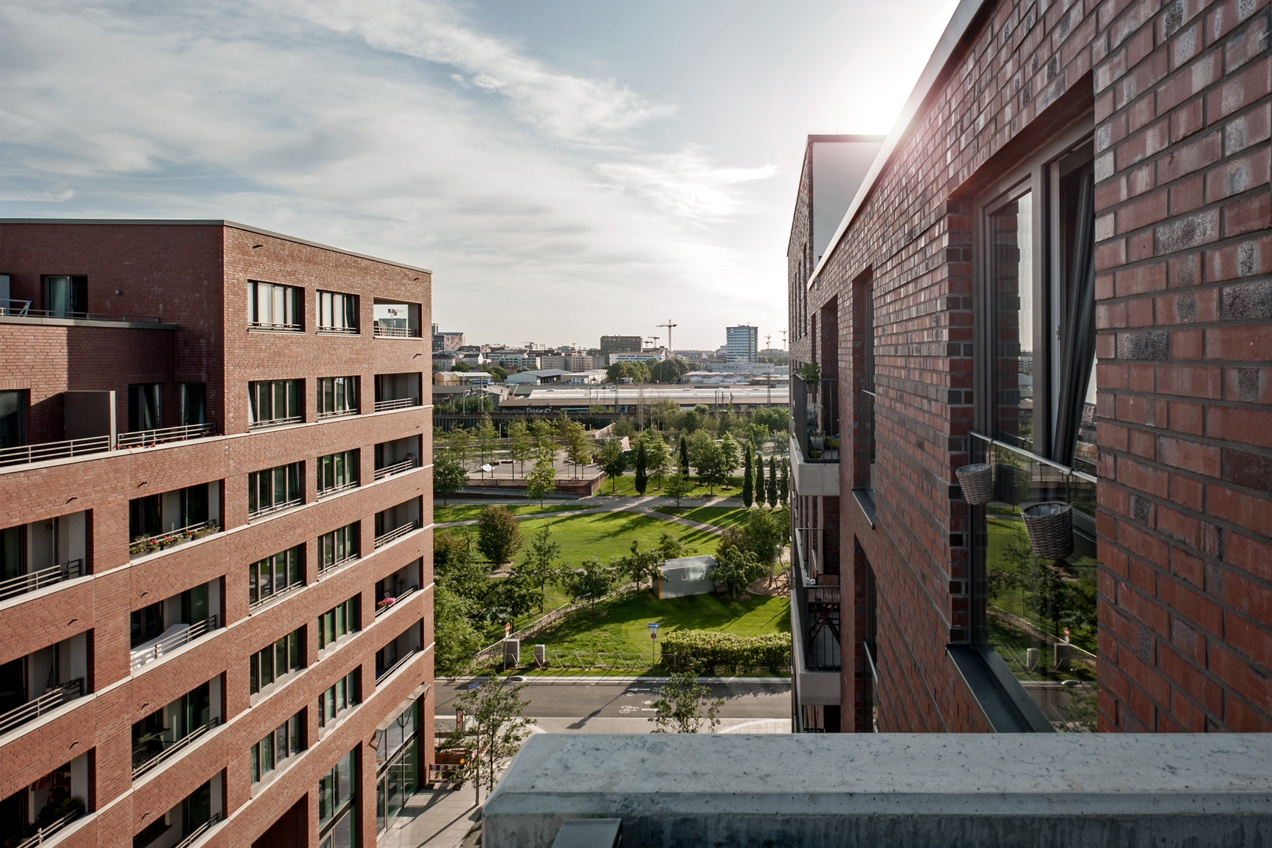 View from the balcony of the Helmut-Schmidt-Studierendenhaus residential complex